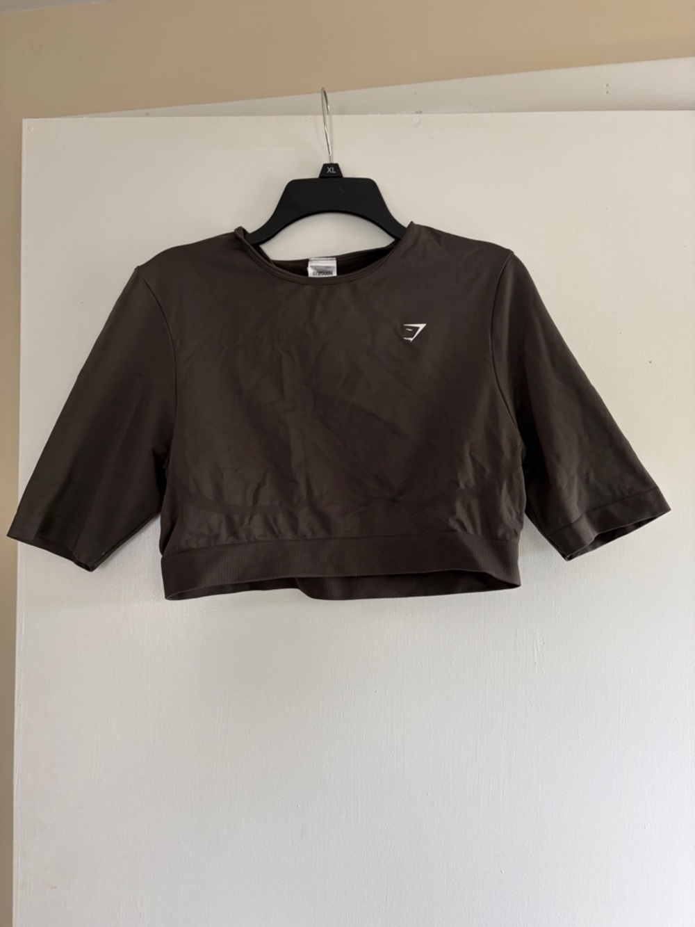 Gymshark Brown Short-Sleeve Cropped Workout Top